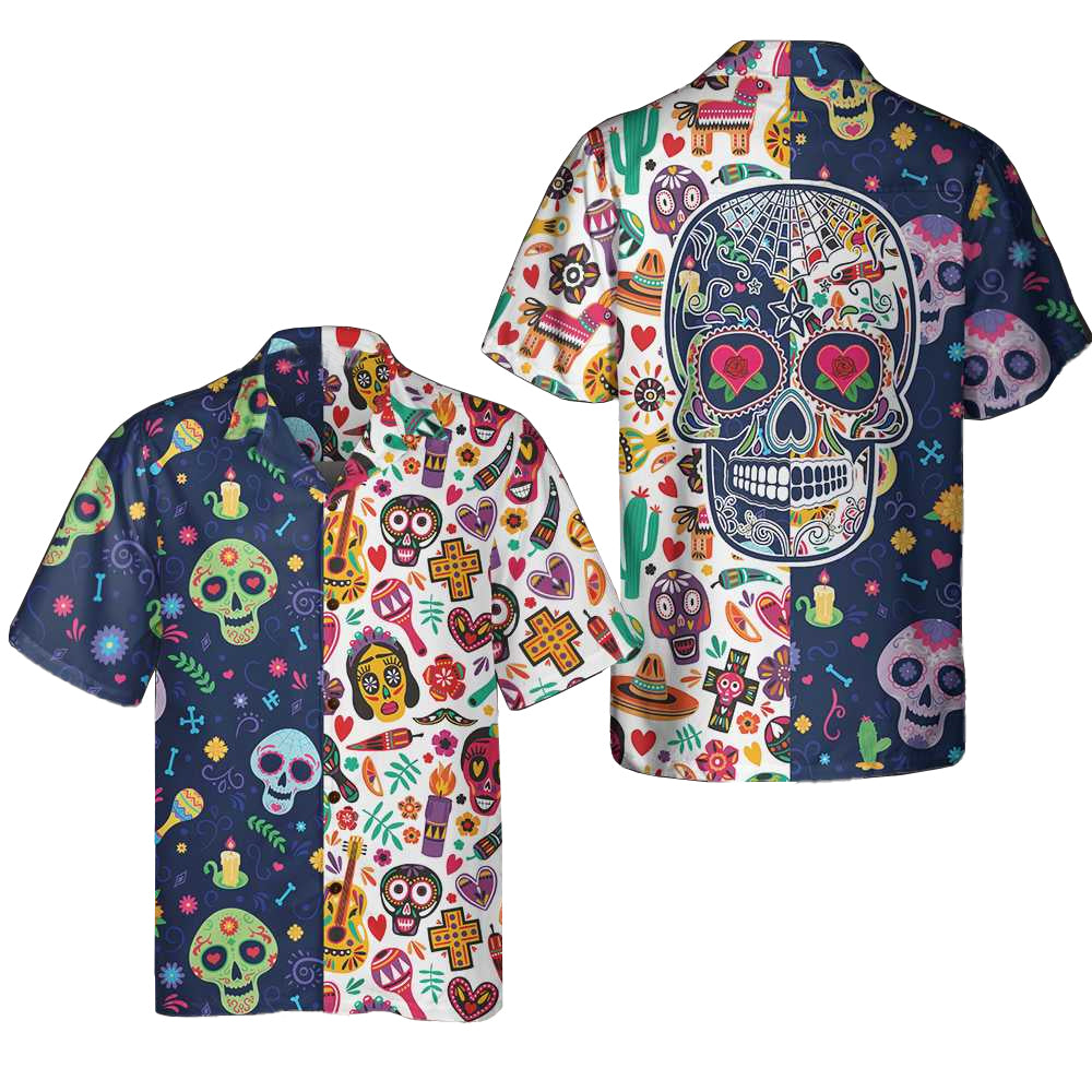 Dia De Los Muertos Mexican Skulls Flower Hawaiian Shirt – Moonbestprint