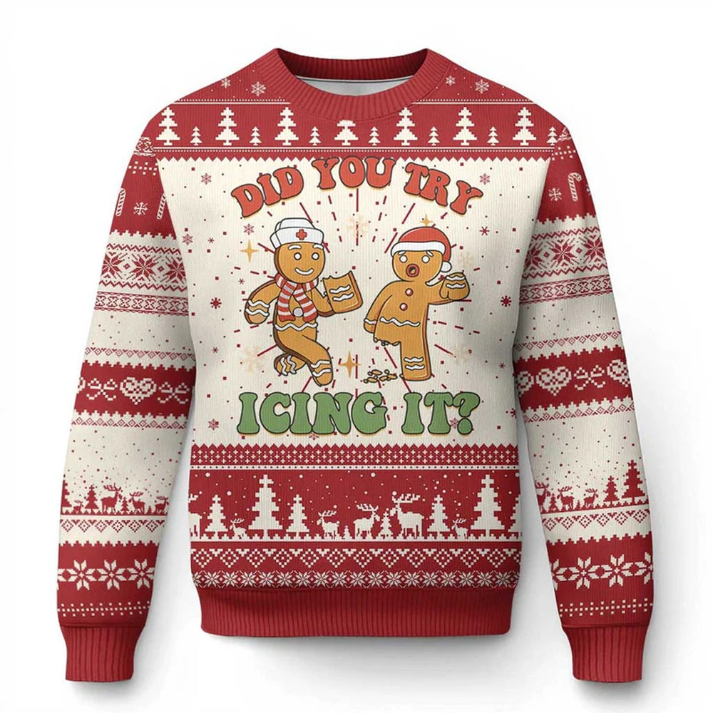 Did You Try Icing It Nurse Christmas Ugly Sweater - Moonbestprint