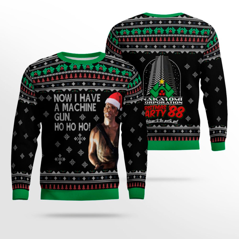 Die Hard Ho Ho Ho Machine Gun Christmas Ugly Sweater – Moonbestprint