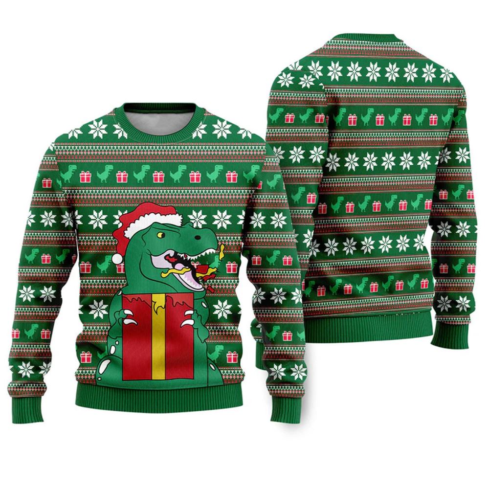 Dinasour Santa Ugly Christmas Sweater - Moonbestprint