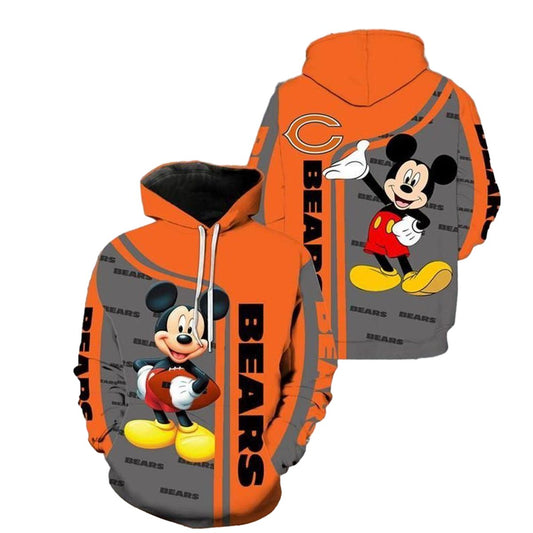 Disney Mickey Chicago Bears Nfl Gift For Fan AOP Hoodie -  Moonbestprint