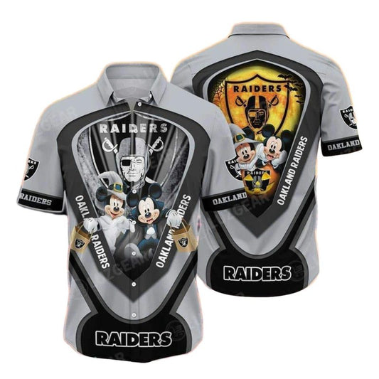 Disney Mickey Halloween Night Las Vegas Raiders Hawaiian Shirt - Moonbestprint