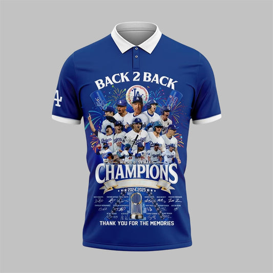 Dodgers Back 2 Back World Series Champions 2024-2025 Polo Shirt - Moonbestprint