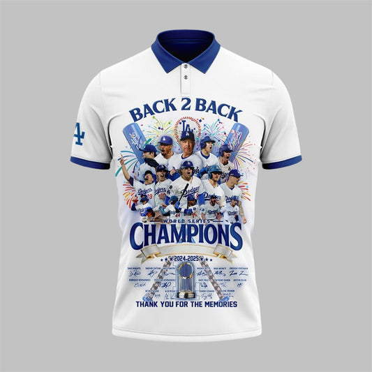 Dodgers Back 2 Back World Series Champions 2024-2025 Polo Shirt - Moonbestprint