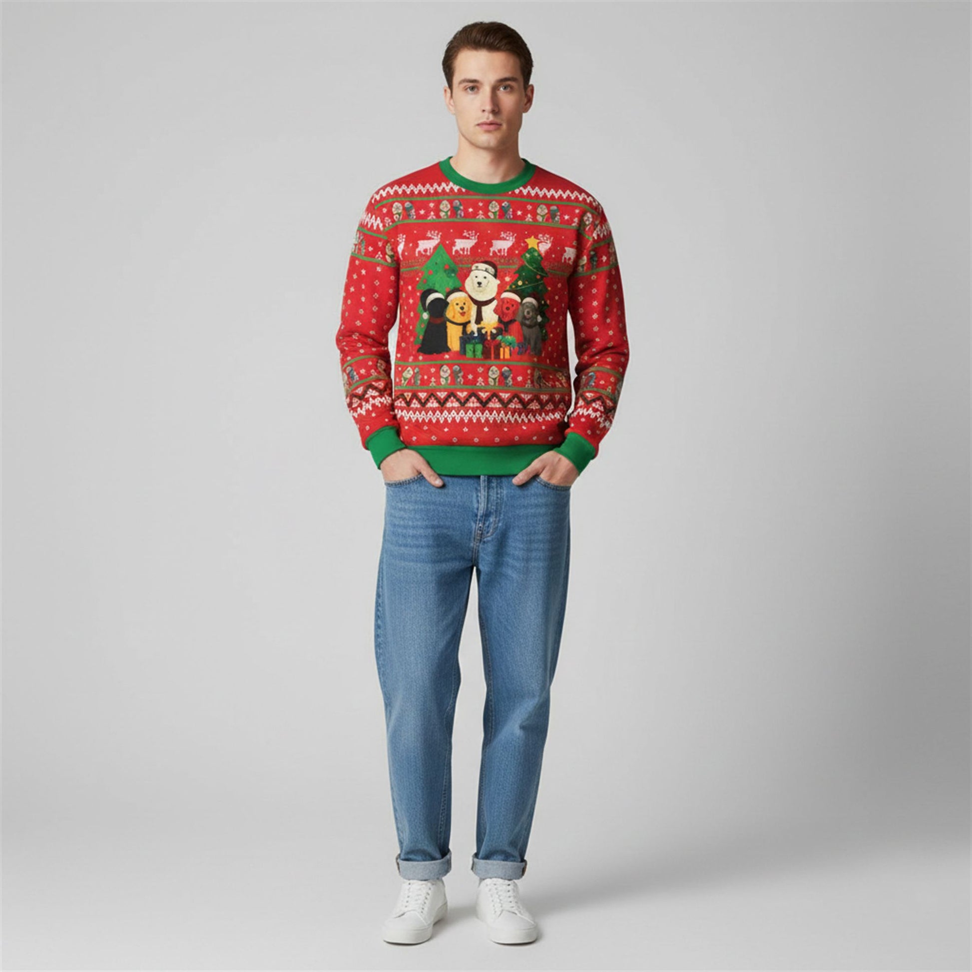 Dogs Gathering Ugly Christmas Sweater 2026 Christmas - Moonbestprint