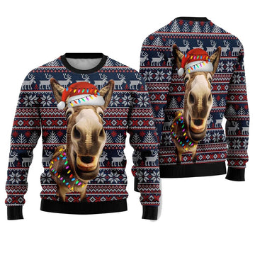 Donkey Funny Colorful Light Funny Ugly Christmas Sweater - Moonbestprint