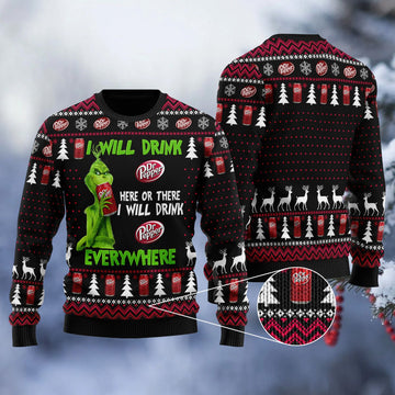 Dr Pepper Grinch Will Drink Everywhere Ugly Sweater – Moonbestprint