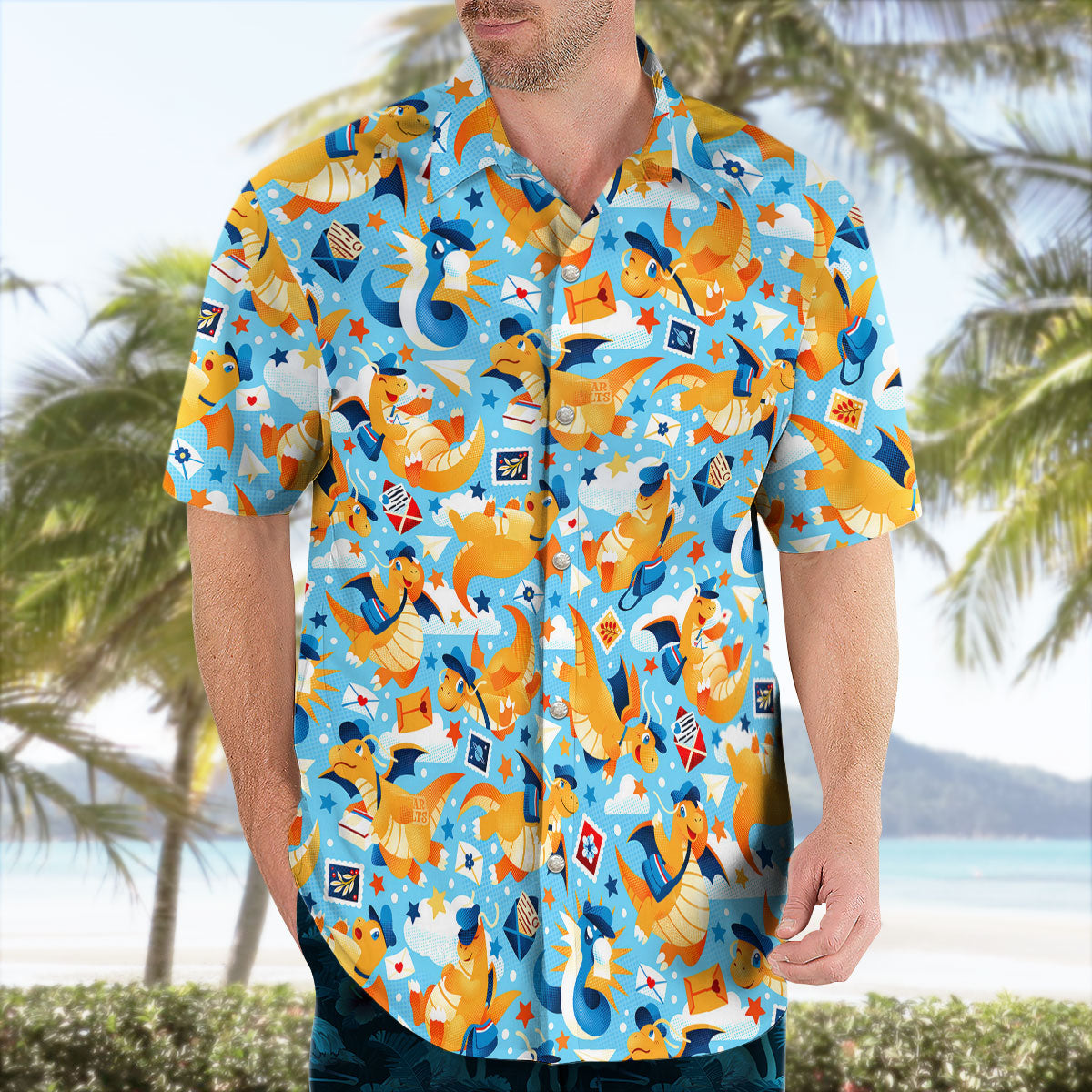 Dragonite Dratini Pokémon Hawaiian Shirt Blue Tropical – Moonbestprint