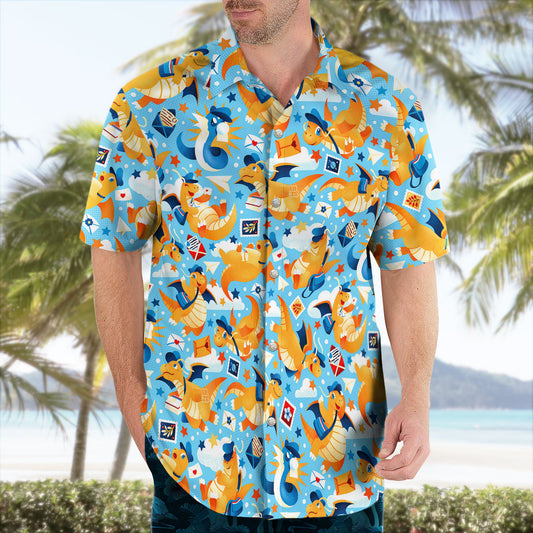 Dragonite Dratini Pokémon Hawaiian Shirt Blue Tropical – Moonbestprint