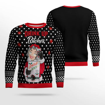 Drink Up Bitches Ugly Christmas Sweater Black – Moonbestprint