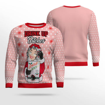 Drink Up Bitches Ugly Christmas Sweater Powder Pink – Moonbestprint
