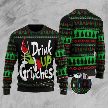 Drink Up Grinches Christmas Holiday Xmas Gift Ugly Sweater, Grinch Holiday Sweater Moonbestprint