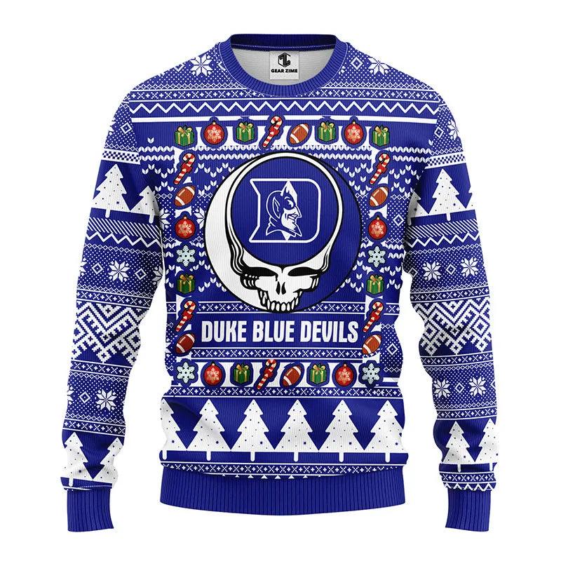 Duke Blue Devils Grateful Dead Ugly Christmas Sweater, NCAA Christmas Sweater Moonbestprint
