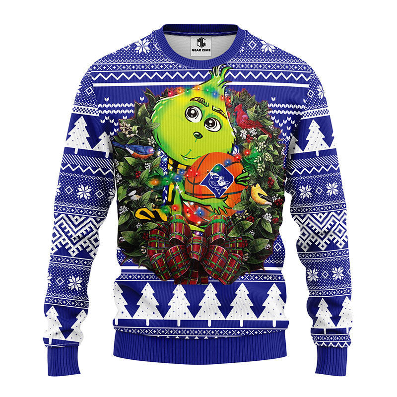 Duke Blue Devils Grinch Hug Ugly Christmas Sweater, Grinch Xmas Sweater Moonbestprint