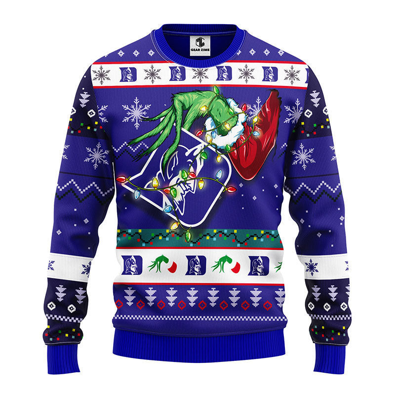 Duke Blue Devils Grinch Ugly Christmas Sweater, Grinch Xmas Sweater Moonbestprint