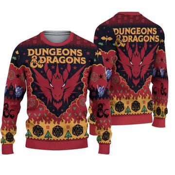 2025 Dungeons & Dragons Seven Dice A-Rolling Ugly Christmas Sweater – Moonbestprint