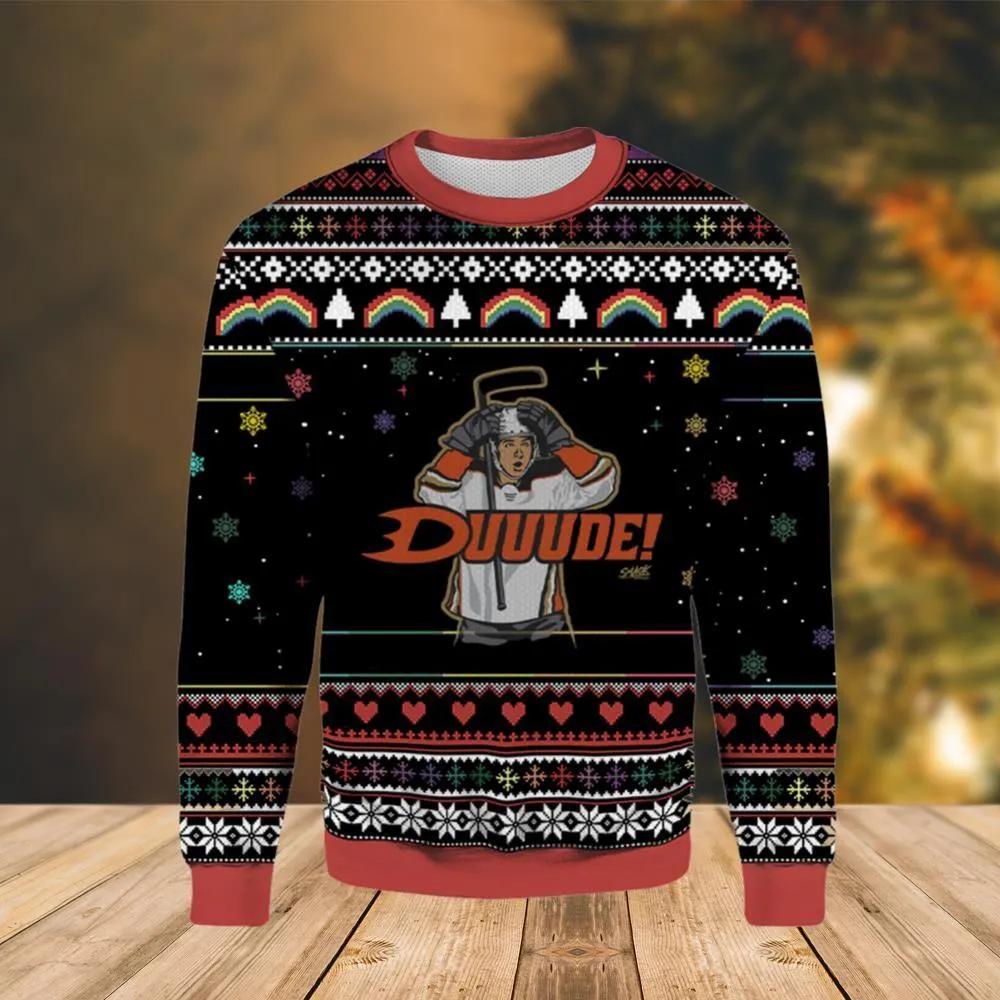 Duuude Anaheim Ducks Ugly Christmas Sweater, NHL Christmas Sweater Moonbestprint