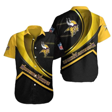 Dynamic Defense Black And Gold Minnesota Vikings Hawaiian Shirt - Moonbestprint