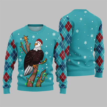 Eagle With Christmas Hat Ugly Sweater 2026 Christmas - Moonbestprint