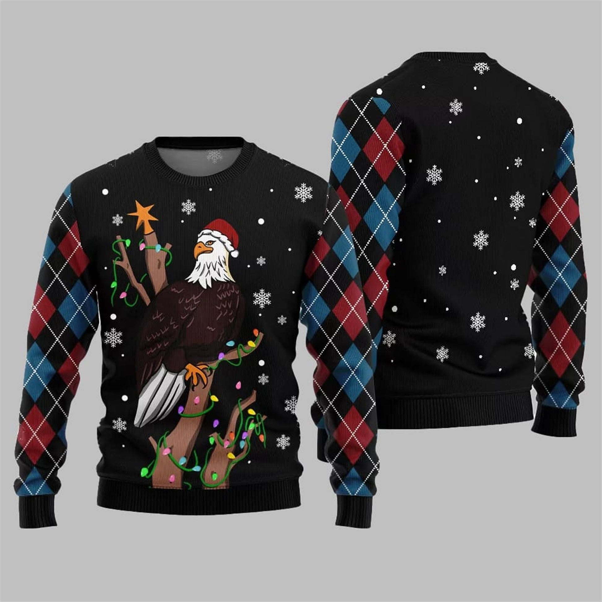 Eagle With Christmas Hat Ugly Sweater 2026 Christmas - Moonbestprint