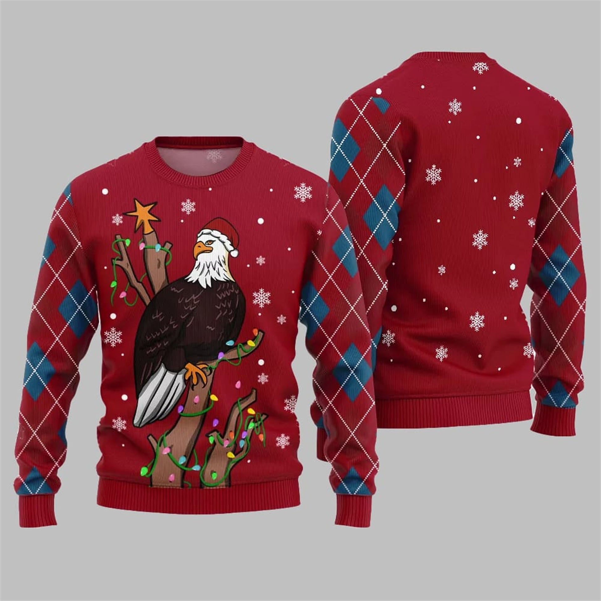 Eagle With Christmas Hat Ugly Sweater 2026 Christmas - Moonbestprint