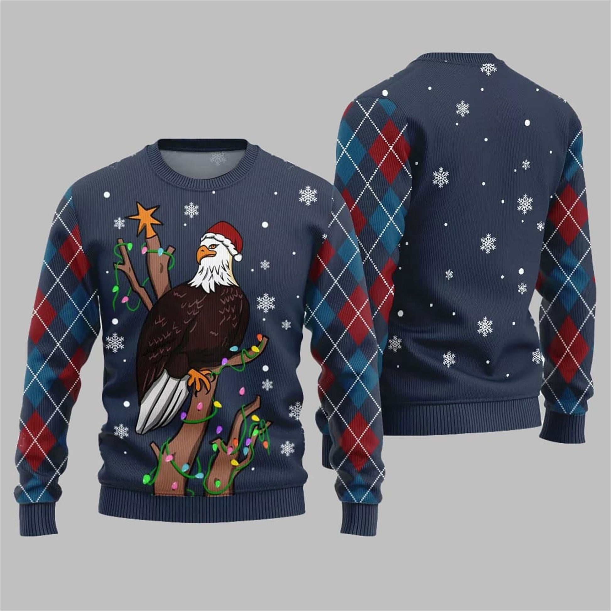 Eagle With Christmas Hat Ugly Sweater 2026 Christmas - Moonbestprint