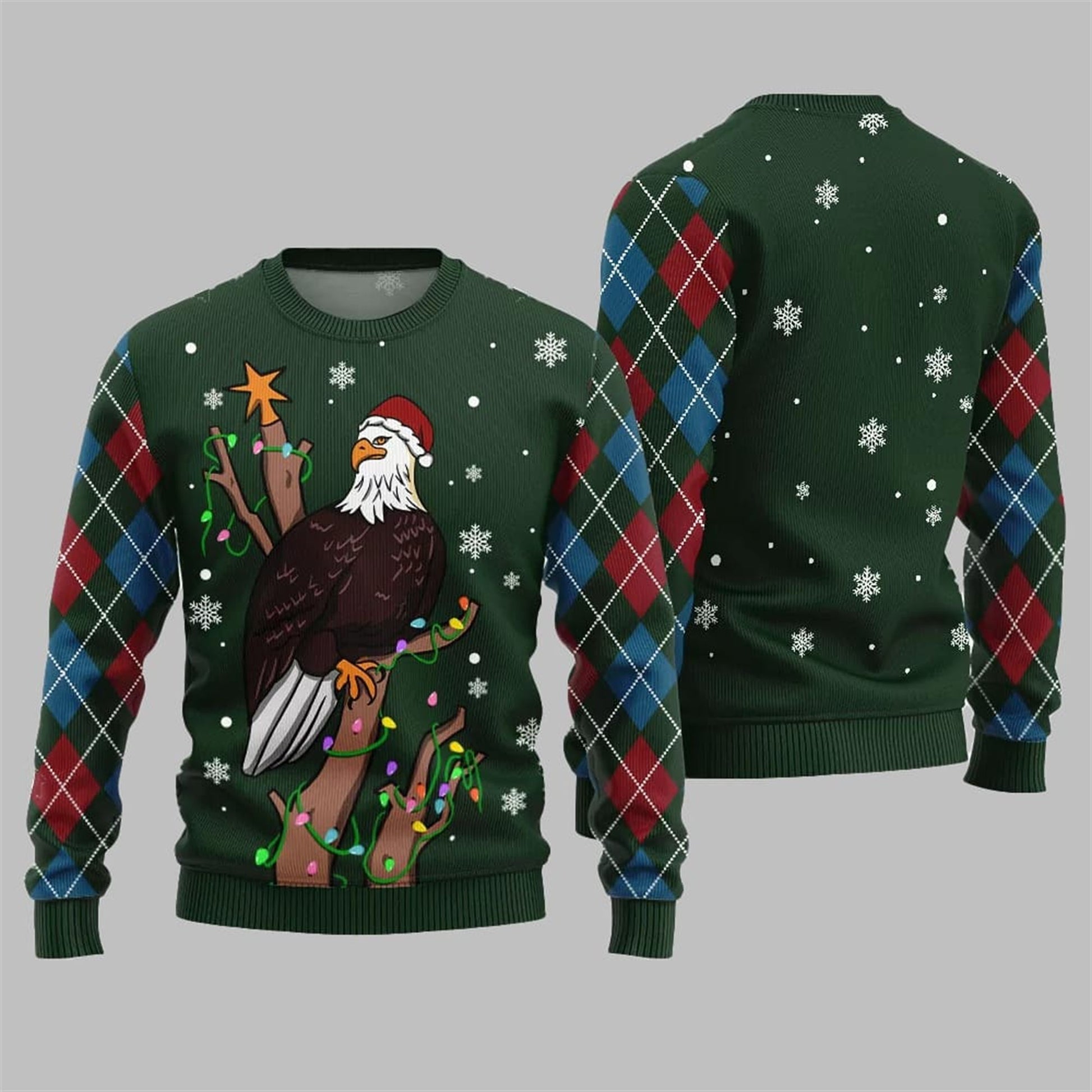 Eagle With Christmas Hat Ugly Sweater 2026 Christmas - Moonbestprint
