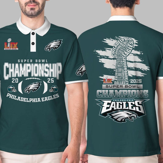Eagles 2025 Champions Super Bowl Polo Shirt - Moonbestprint