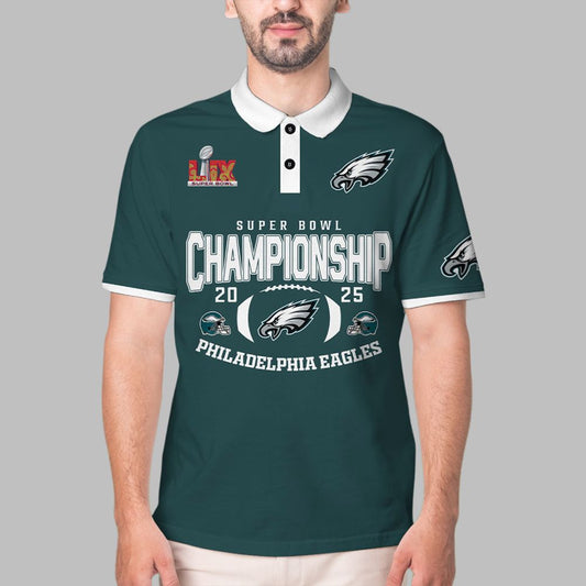 Eagles 2025 Champions Super Bowl Polo Shirt - Moonbestprint