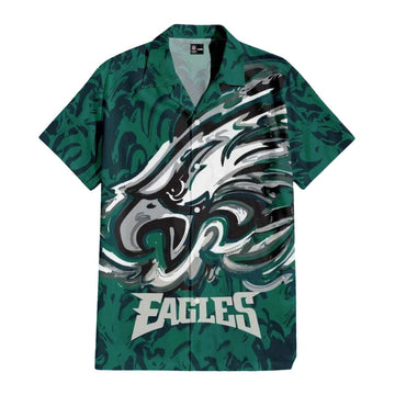 Philadelphia Eagles Abstract Brushstroke Graphic Hawaiian Shirt - Moonbestprint