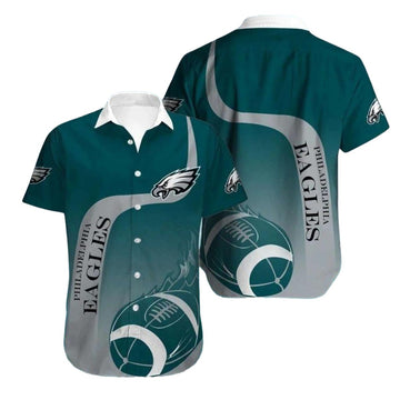 Philadelphia Eagles Gradient Football Ball Flame Hawaiian Shirt - Moonbestprint