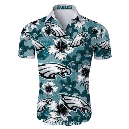 Philadelphia Eagles Tropical Hibiscus Floral Hawaiian Shirt - Moonbestprint
