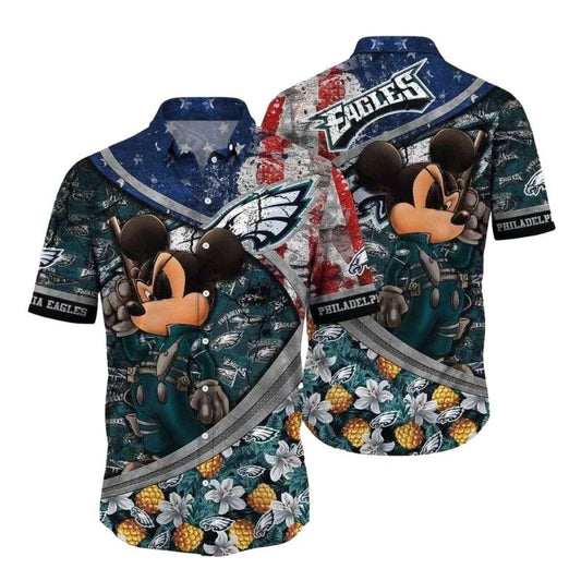 Personalized Eagles Pineapple Paradise Mickey Hawaiian Shirt - Moonbestprint