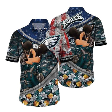 Personalized Eagles Pineapple Paradise Mickey Hawaiian Shirt - Moonbestprint