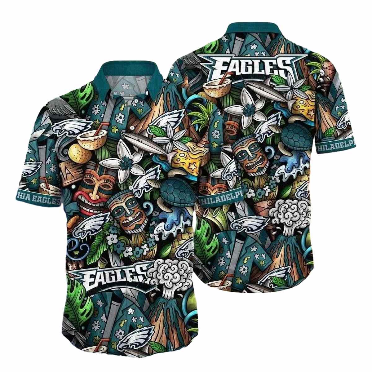 Philadelphia Eagles Eagles Tribal Pride In Midnight Green Hawaiian Shirt - Moonbestprint