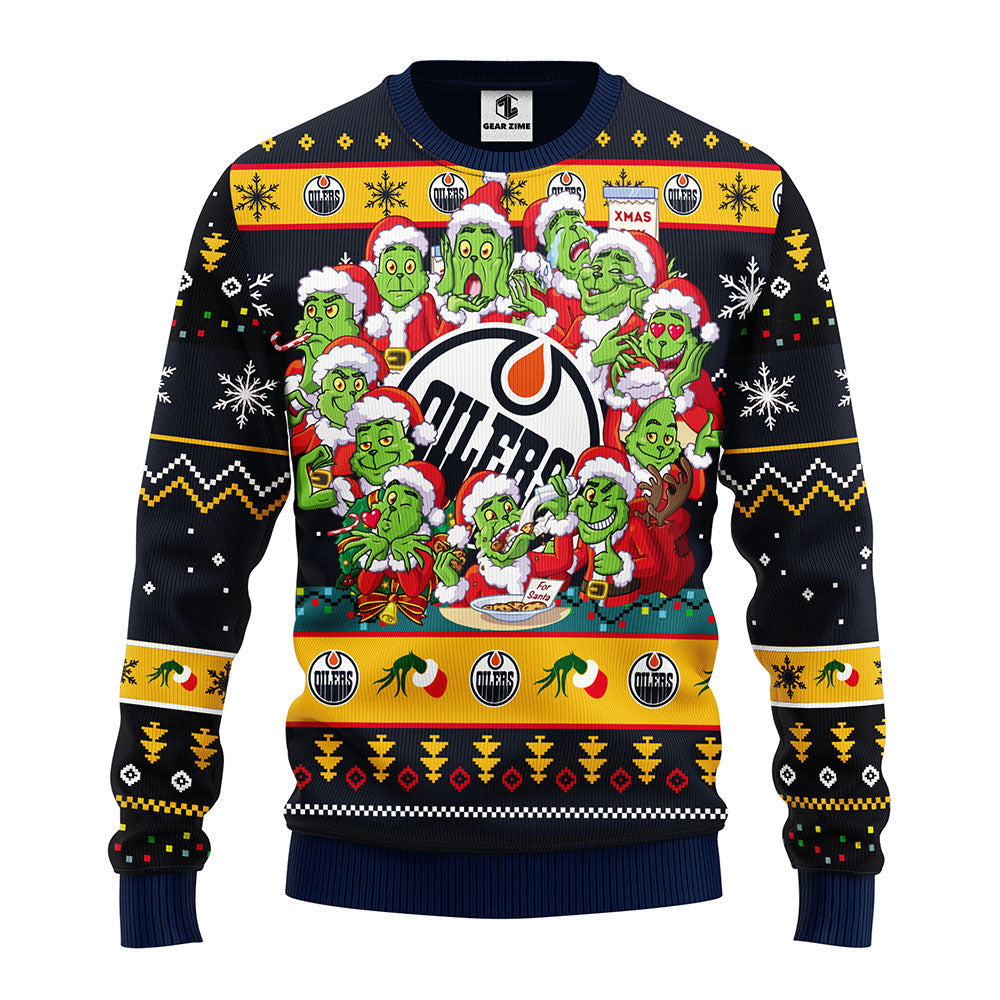 Edmonton Oilers 12 Grinch Xmas Day Ugly Christmas Sweater, Grinch Xmas Sweater Moonbestprint