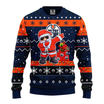 Edmonton Oilers Dabbing Santa Claus Ugly Christmas Sweater, NHL Christmas Sweater Moonbestprint