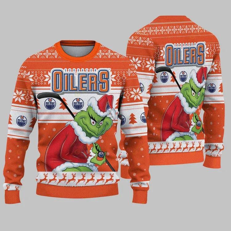 Edmonton Oilers Grinch Stolen Ugly Christmas Sweater, NHL Christmas Sweater Moonbestprint