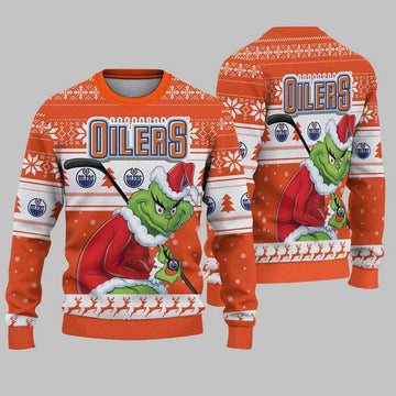 Edmonton Oilers Grinch Stolen Ugly Christmas Sweater, NHL Christmas Sweater Moonbestprint