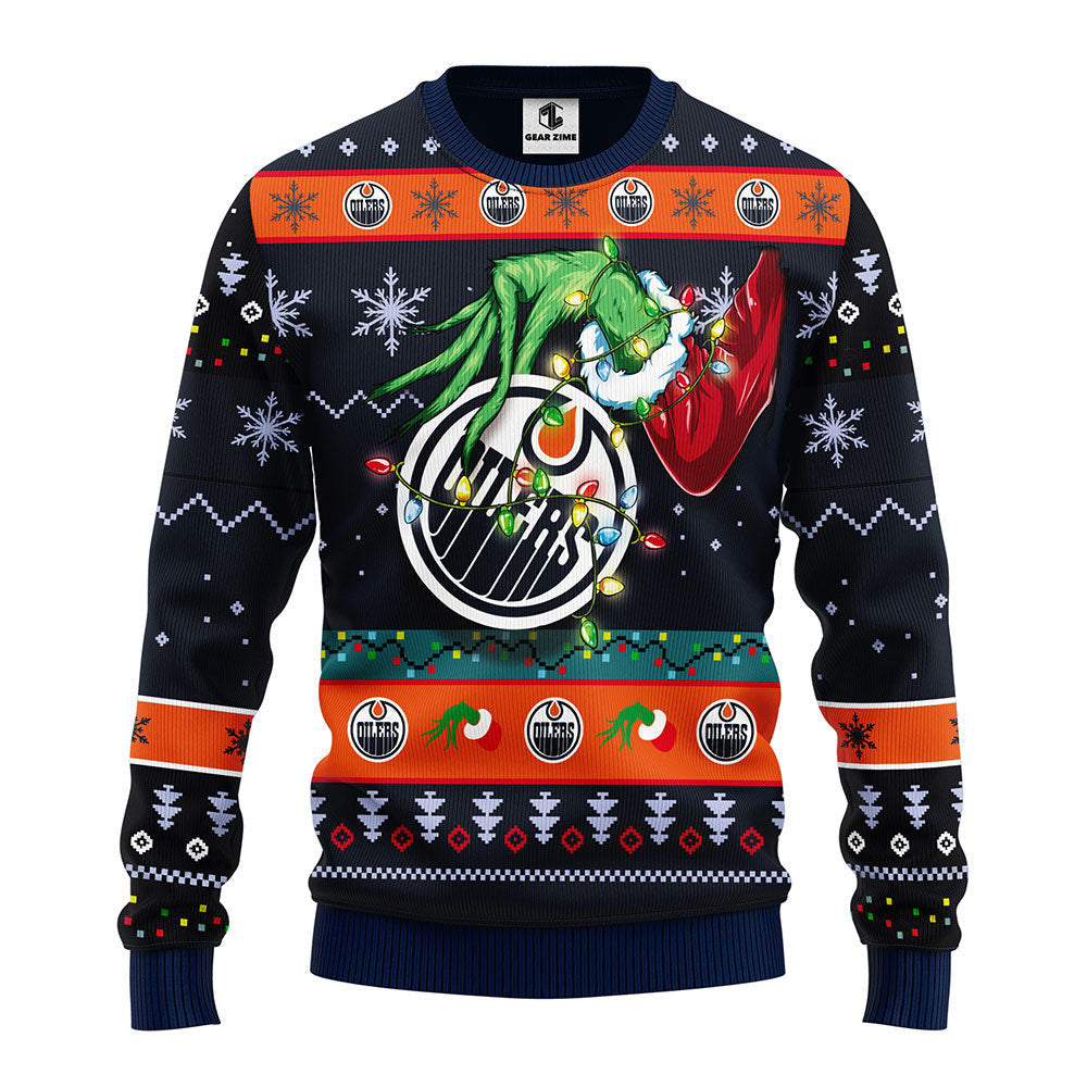 Edmonton Oilers Grinch Ugly Christmas Sweater, Grinch Xmas Sweater Moonbestprint
