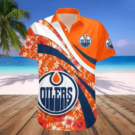 Edmonton Oilers Hawaii Shirt Hibiscus, NHL Hawaiian Shirt Moonbestprint