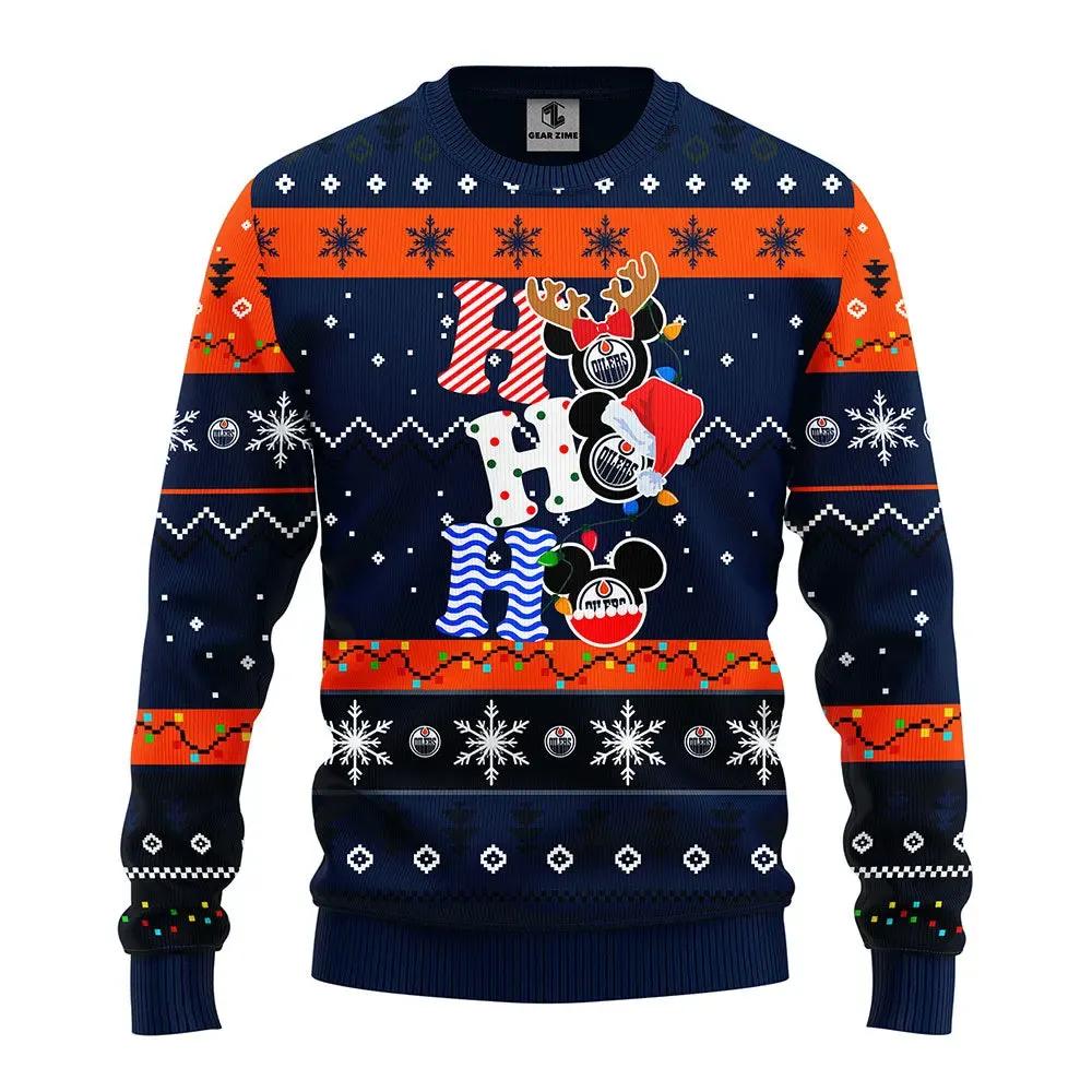 Edmonton Oilers Hohoho Ugly Christmas Sweater, NHL Christmas Sweater Moonbestprint
