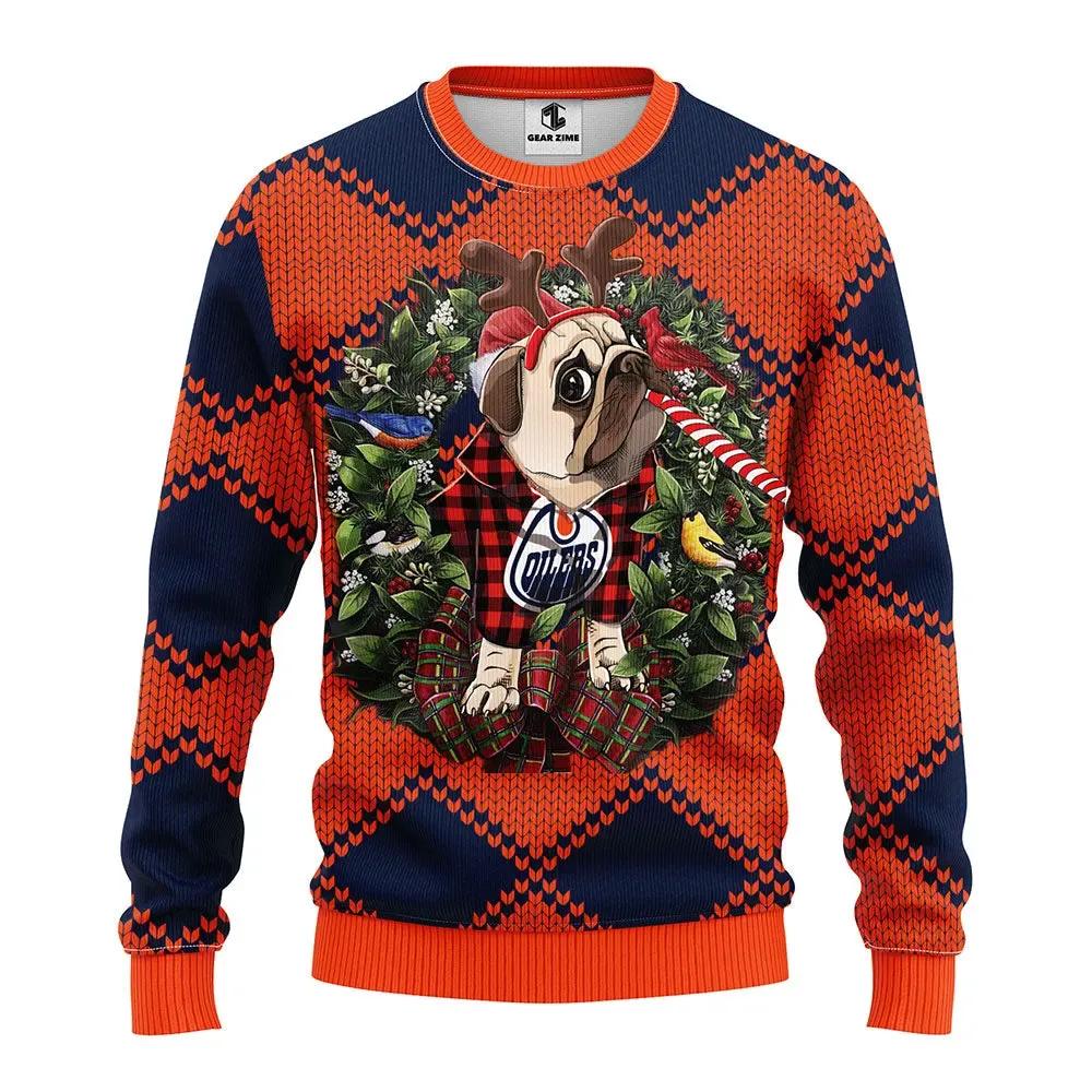 Edmonton Oilers Pub Dog Ugly Christmas Sweater, NHL Christmas Sweater Moonbestprint