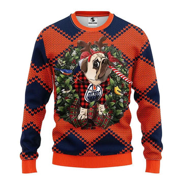 Edmonton Oilers Pub Dog Ugly Christmas Sweater, NHL Christmas Sweater Moonbestprint