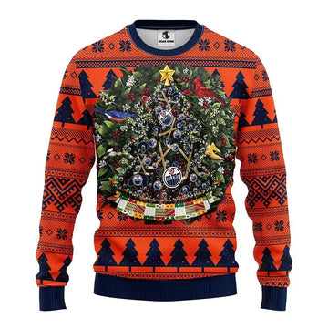 Edmonton Oilers Tree Ball Ugly Christmas Sweater, NHL Christmas Sweater Moonbestprint