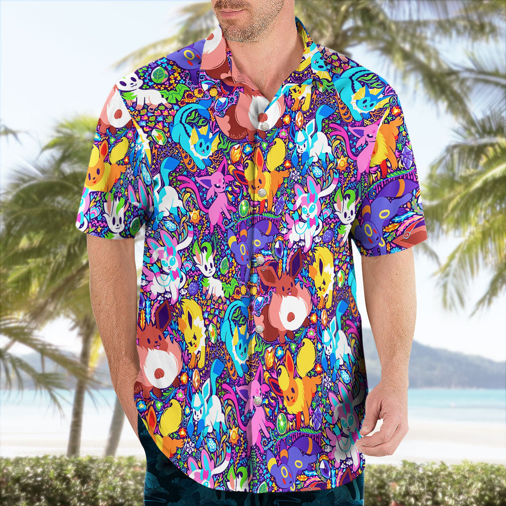 Eevee Evolutions Hawaiian Shirt Tropical Pokemon Style – Moonbestprint