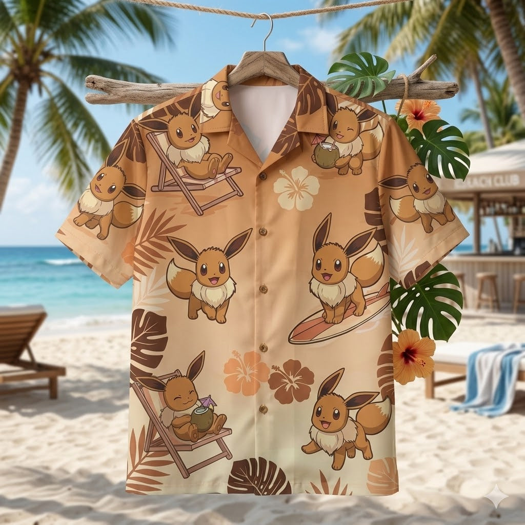 Eevee Island Adventure Summer 2026 Hawaiian Shirt – Moonbestprint