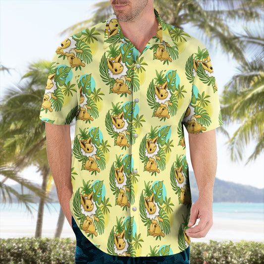 Eevee Pokemon Hawaiian Shirt Tropical Yellow Aloha – Moonbestprint
