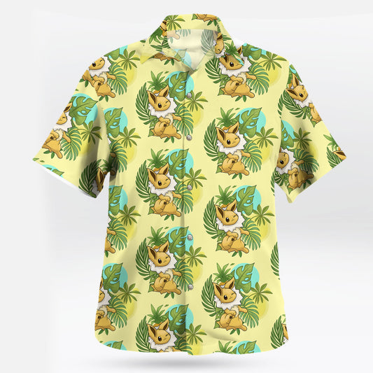 Eevee Pokemon Hawaiian Shirt Tropical Yellow Aloha – Moonbestprint
