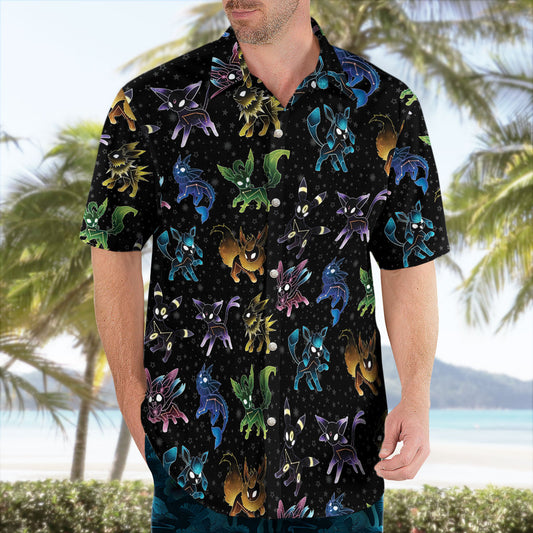 Eeveelution Galaxy Pokemon Hawaiian Shirt Black – Moonbestprint